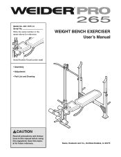 Weider Pro 265 Bench English Manual