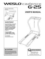 Weslo Cadence G25 Treadmill English Manual