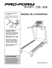 ProForm 3.8 Treadmill French Manual