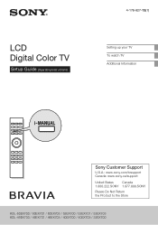 Sony KDL-60EX700 Setup Guide (Operating Instructions)