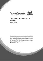 ViewSonic XG2703-GS - 27 Display IPS Panel 2560 x 1440 Resolution XG2703-GS User Guide English