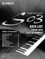Yamaha S03 Data List