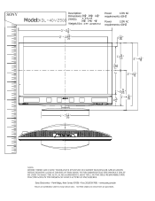 Sony KDL-40V2500 Dimensions Diagram
