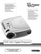 Toshiba TDP-S2V Detailed specs for Conference Room Projectors TDP-S2V
