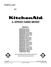 KitchenAid KHM5TB Parts List