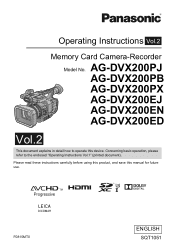 Panasonic AG-DVX200 Operating Instructions - Volume 2