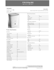 Frigidaire FGAC5044W1 Product Specifications Sheet