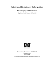 HP Rx2620-2 Safety and Regulatory Information, Fourth Edition - HP Integrity rx2620 Server (February 2007)