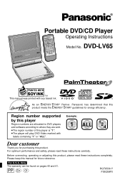 Panasonic DVDLV65 DVDLV65 User Guide