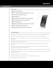 Sony NWZ-S544 Marketing Specifications (Pink Model)