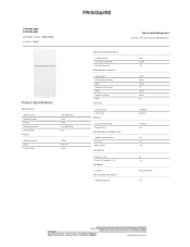 Frigidaire FFHT1814VB Product Specifications Sheet