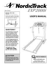 NordicTrack Exp2000i Treadmill English Manual
