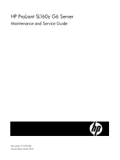 HP ProLiant SL160z HP ProLiant SL160z G6 Server Maintenance and Service Guide