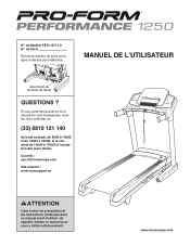 ProForm Performance 1250 Treadmill French Manual