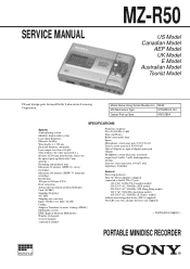 Sony MZ-R50 Service Manual
