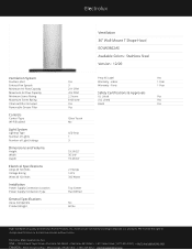 Electrolux ECVW3662AS Product Specifications Sheet English