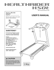 HealthRider H50t Cwl Treadmill English Manual