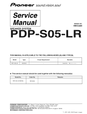 Pioneer PDP-S05-LR Service Manual