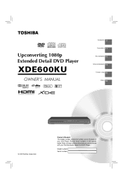 Toshiba XDE600KU Owner's Manual - English
