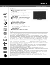 Sony KDL-40Z4100 Marketing Specifications (Color: Piano Gloss Black)