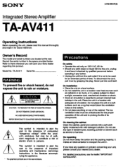 Sony TA-AV411 Users Guide