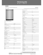 Frigidaire FGID2468UF Product Specifications Sheet