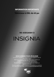 Insignia NS-65D260A13 Important Information (French)