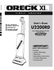 Oreck U200RD Owners Guide