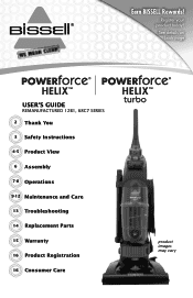 Bissell PowerForce Helix Turbo Bagless User Guide