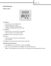 Lexmark 10G1200 Quick Reference