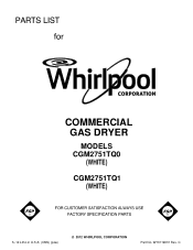 Whirlpool CGM2751TQ Parts List
