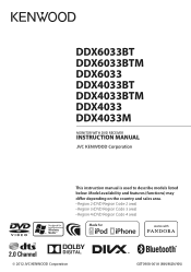 Kenwood DDX4033BT User Manual