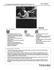 Toshiba 51H94 Printable Spec Sheet