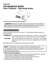 Hitachi CP-X250 User Manual