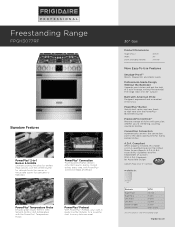 Frigidaire FPGH3077RF Product Specifications Sheet