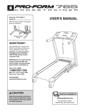ProForm I Series 765 Crosstrainer Treadmill English Manual
