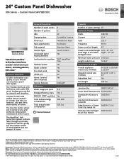 Bosch SHV78B73UC Product Specification Sheet