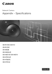 Canon VB-R12VE Network Camera VB-R13VE/VB-R13/VB-R12VE/VB-M50B/VB-H652LVE/VB-H651VE/VB-H651V/VB-H761LVE/VB-H760VE/VB-H751LE Appendix - Specific