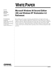 Compaq W8000 Microsoft Windows 98 Second Edition (SE) and Windows NT Workstation 4.0 Retirement
