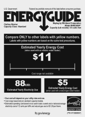 Maytag MHW3505FW Energy Guide