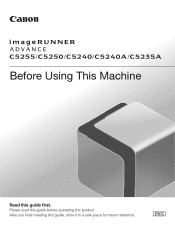 Canon imageRUNNER ADVANCE C5235 imageRUNNER ADVANCE C5200 Srs Before Using This Machine Guide