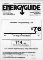 GE CZS25TSESS Energy Guide