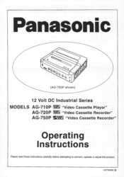 Panasonic AG710 AG710 User Guide