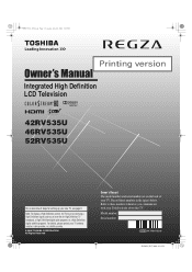 Toshiba 52RV535U Owner's Manual - English