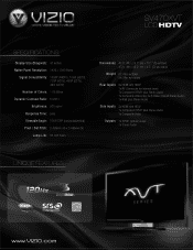 Vizio SV470XVT1A SV470XVT HDTV Overview Sheet