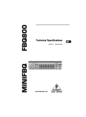 Behringer FBQ800 Specifications Sheet