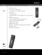 Sony ICD-U70 Marketing Specifications