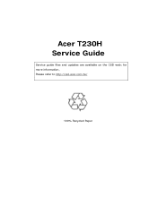 Acer T230H Acer T230H LCD Monitor Service Guide