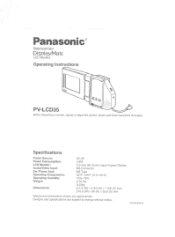 Panasonic PVLCD35 PVLCD35 User Guide
