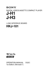 Sony JH1 Product Manual (JH1 / JH3 manual)
